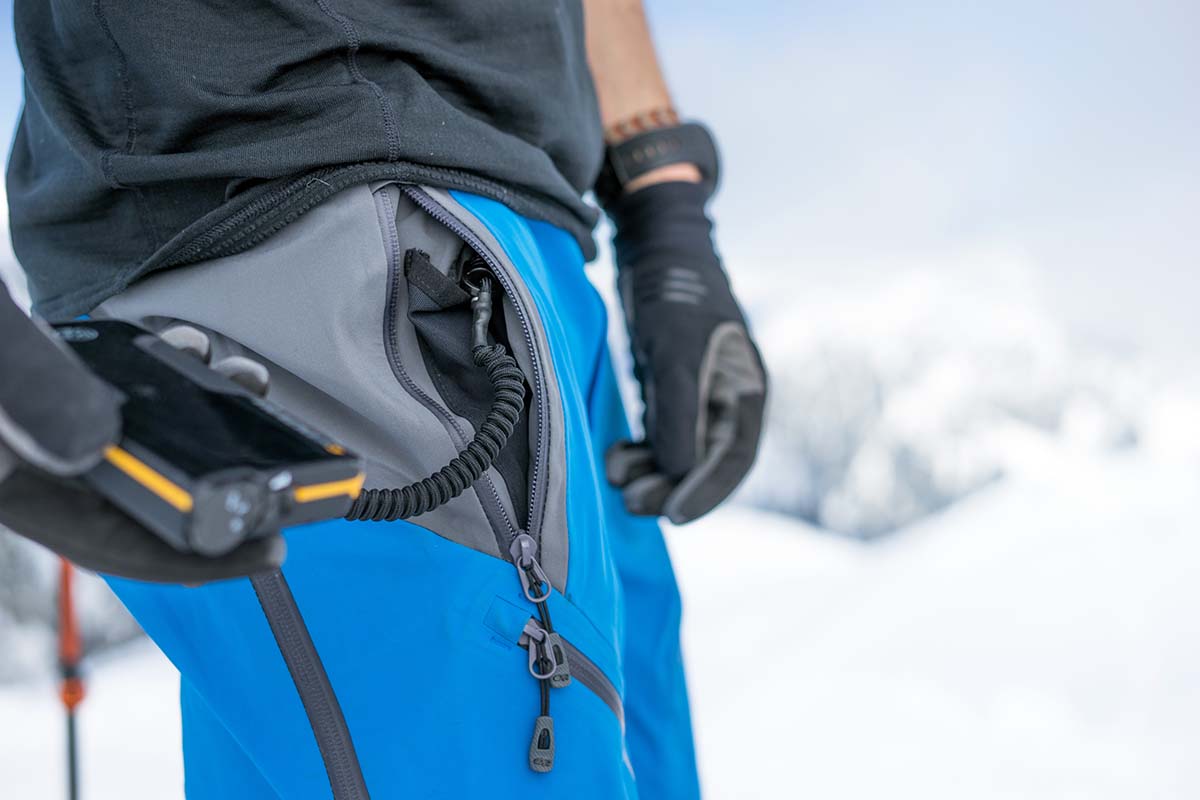 Ski pants (avalanche beacon pocket in the Outdoor Research Skyward II)