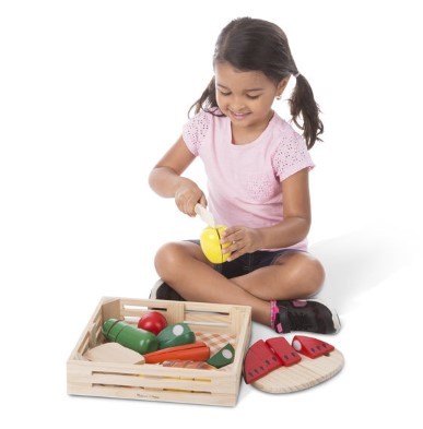 wooden play food cutting food