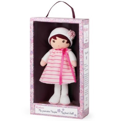 Kaloo doll in pink striped dress