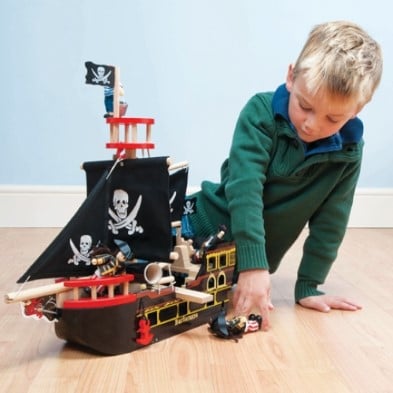 boy playing with LTV barbarossa pirate ship 3