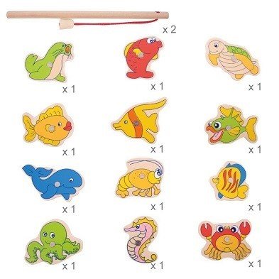 fish selection bigjigs wooden magnetic fishing game