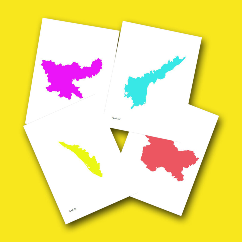 States of India printable cards
