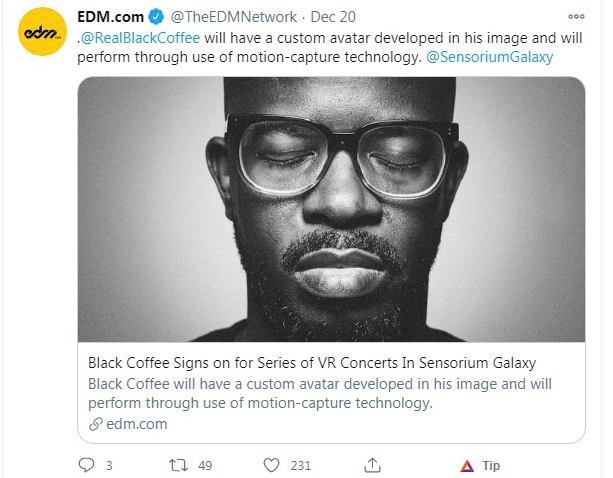 Black Coffee To Become Virtual Avatar As Part Of Sensorium Galaxy'S 2021 Concert Projects 2