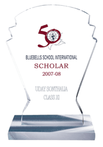 scholar glass trophy, personality receiving awards