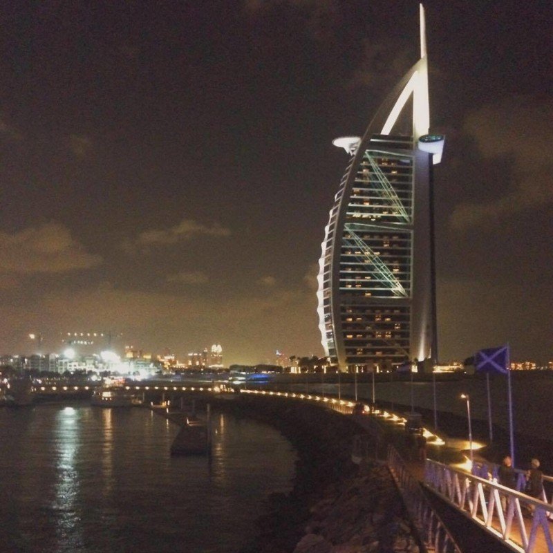 nighttime view of Burj Al arab