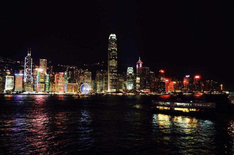 Hong Kong island nighttime skyline