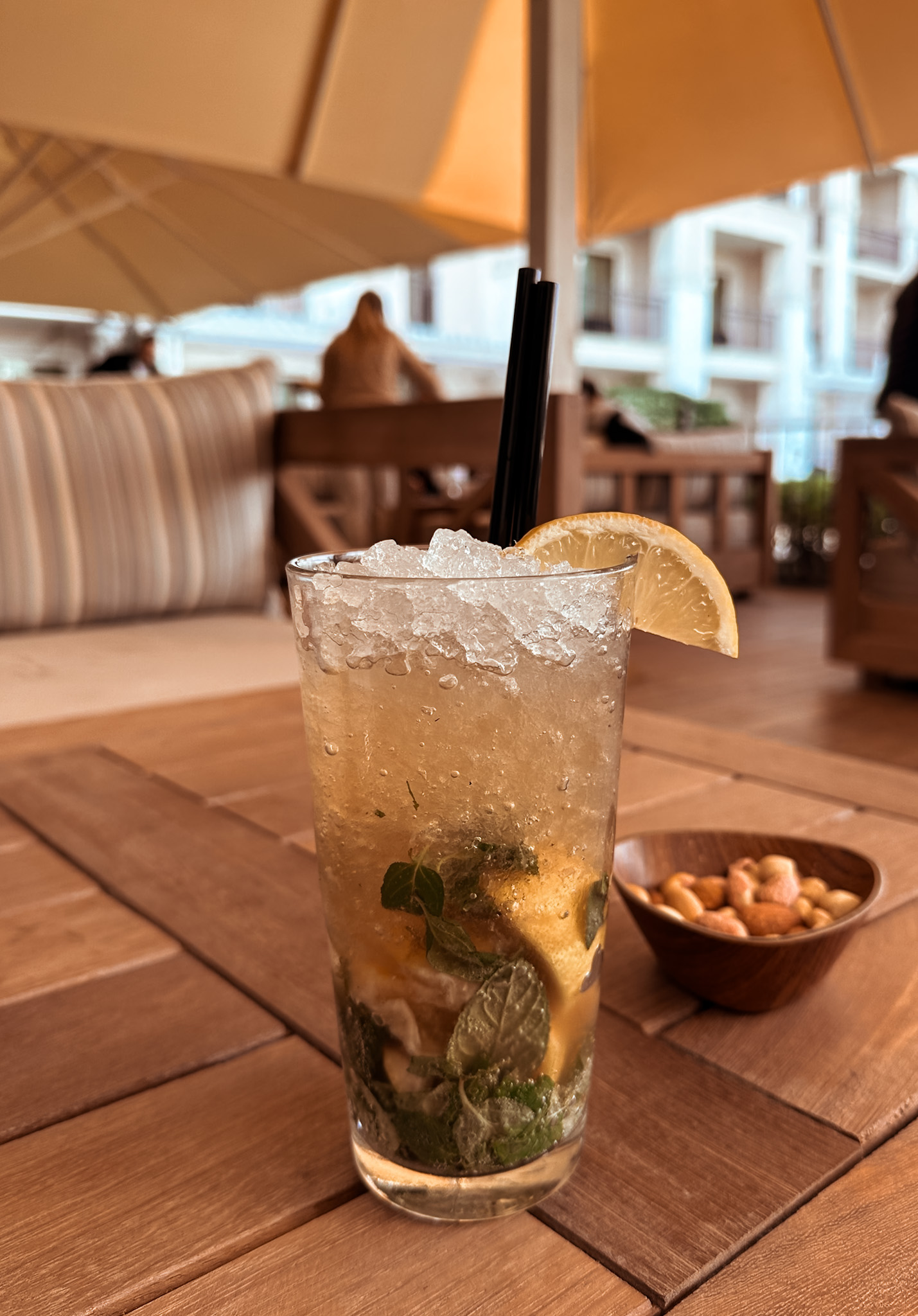 Mocktail at outdoor terrace at Titanic Deluxe Golf Belek