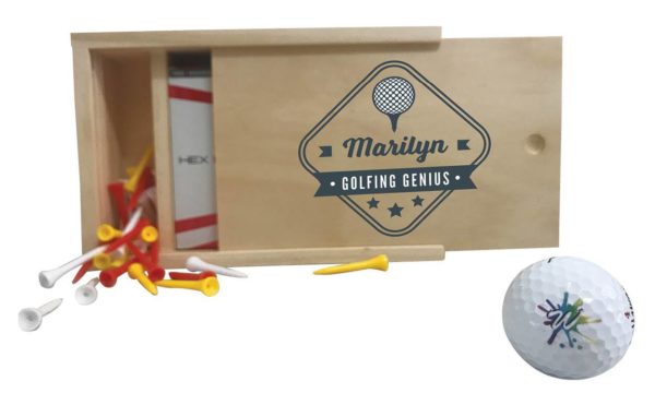 Printed Golf Box & Ball Set with tees