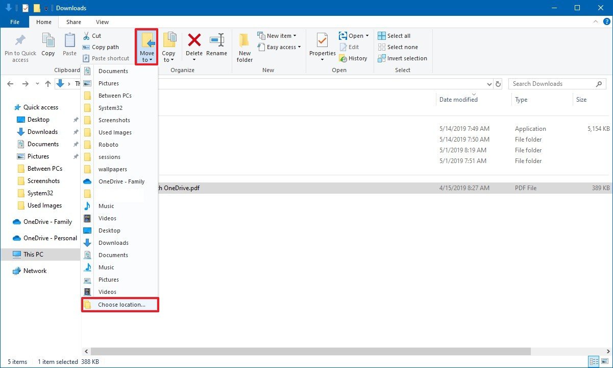 Move back files to OneDrive 