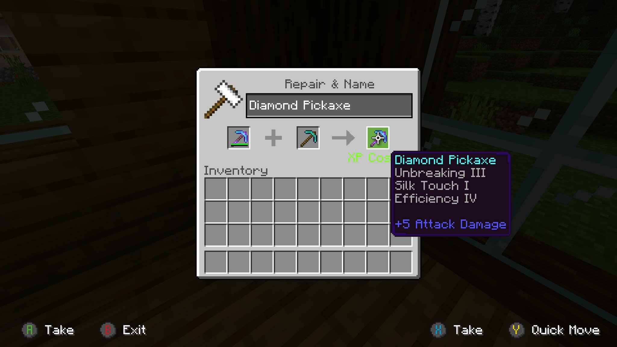 The pickaxe is repaired