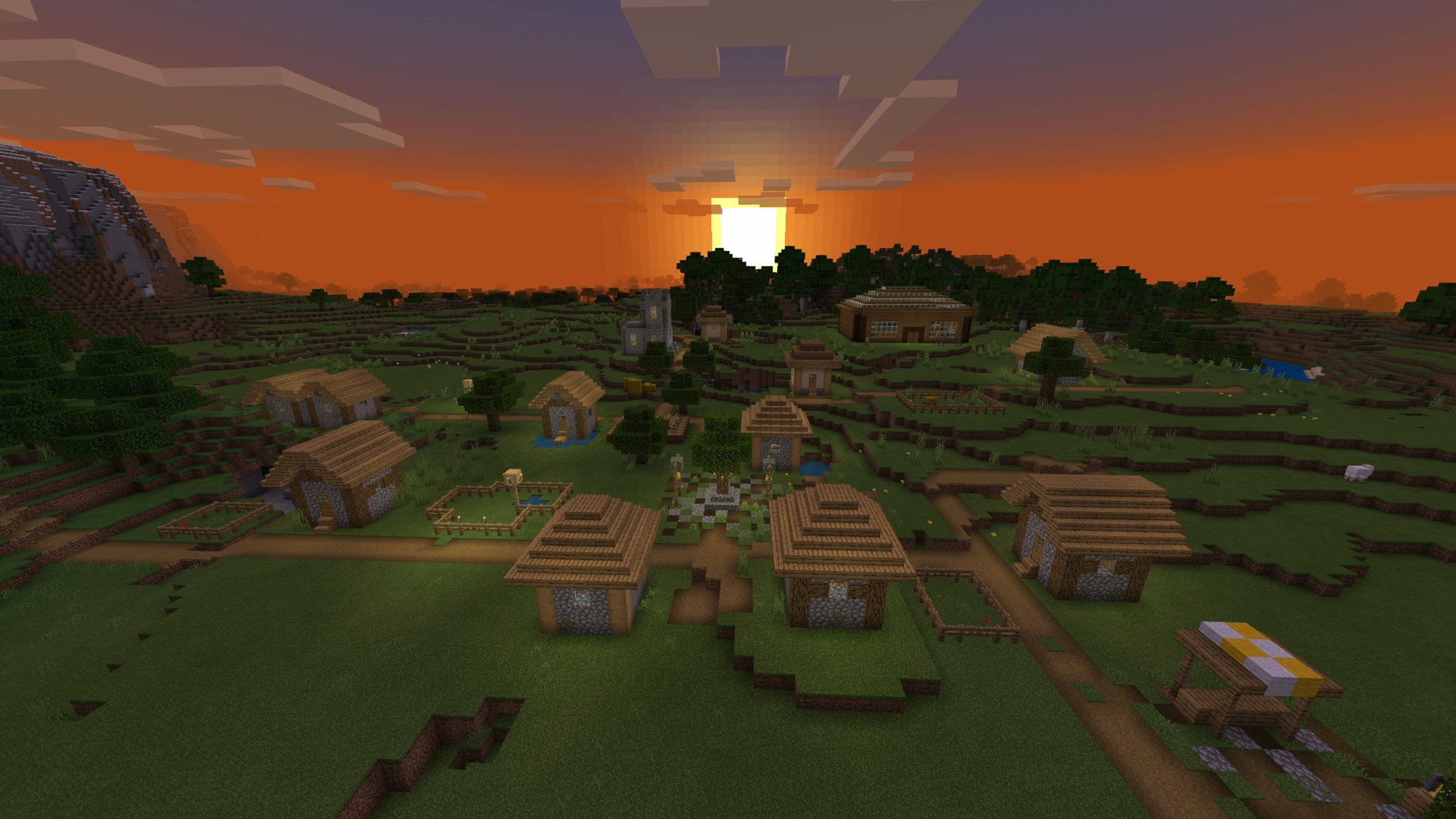 Village at sunset