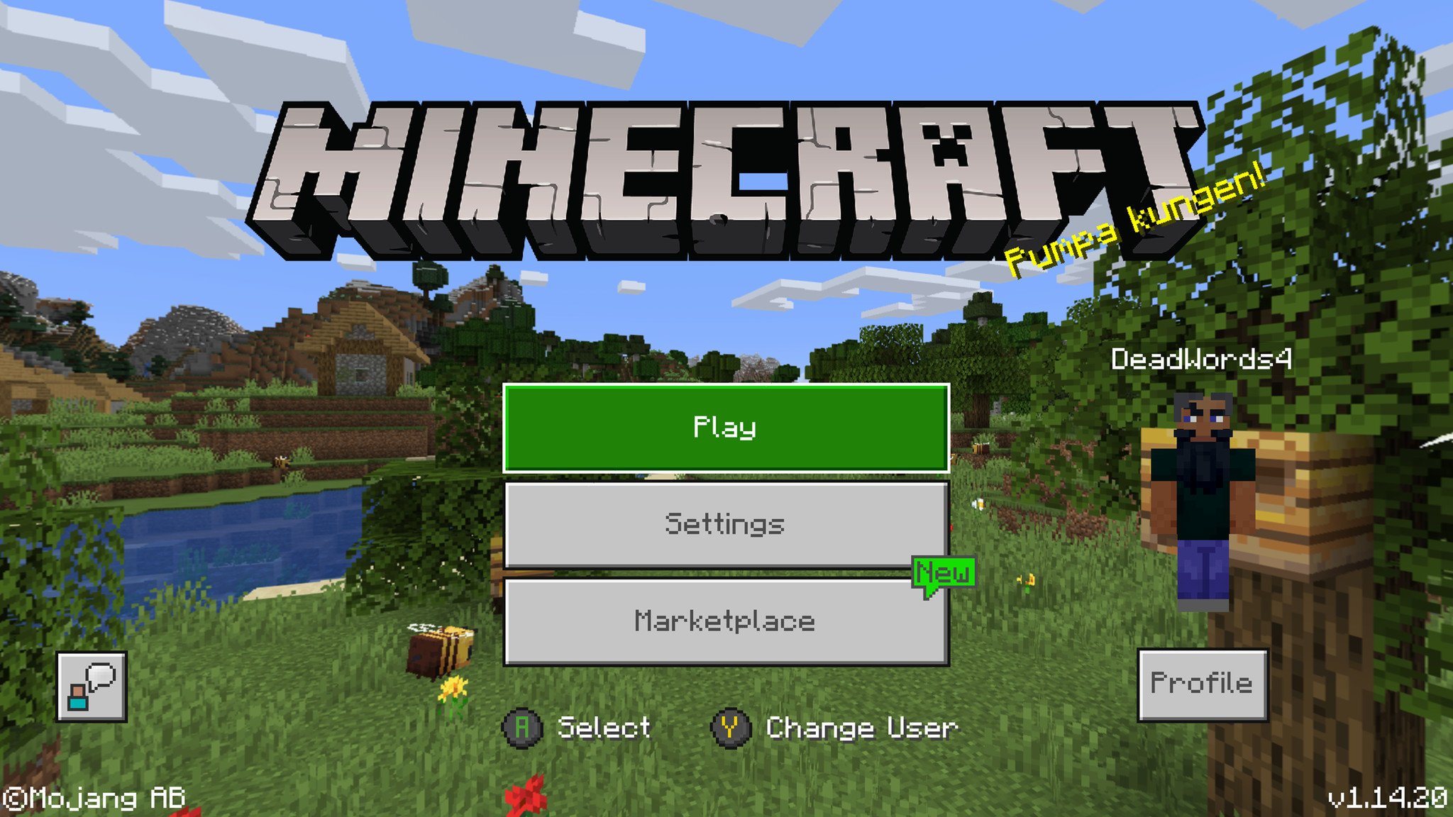 Minecraft main menu