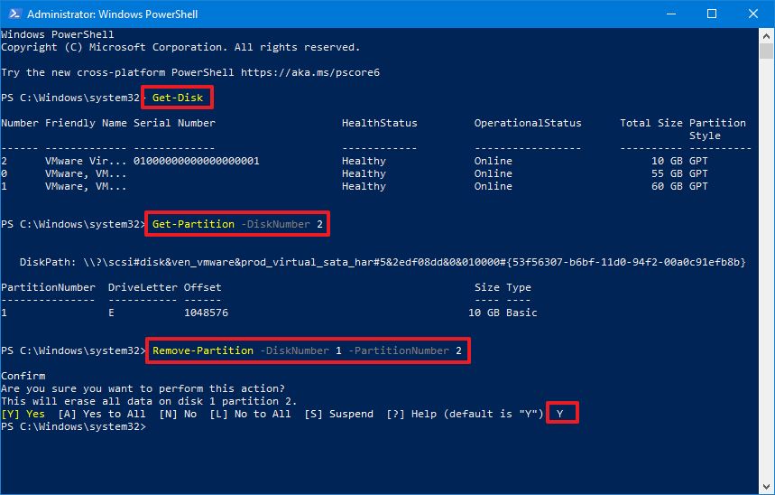 PowerShell remove partition with unassigned letter 