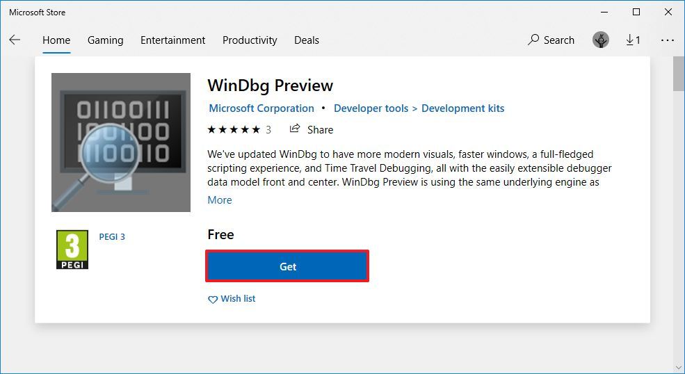 Download Windbg on Windows 10