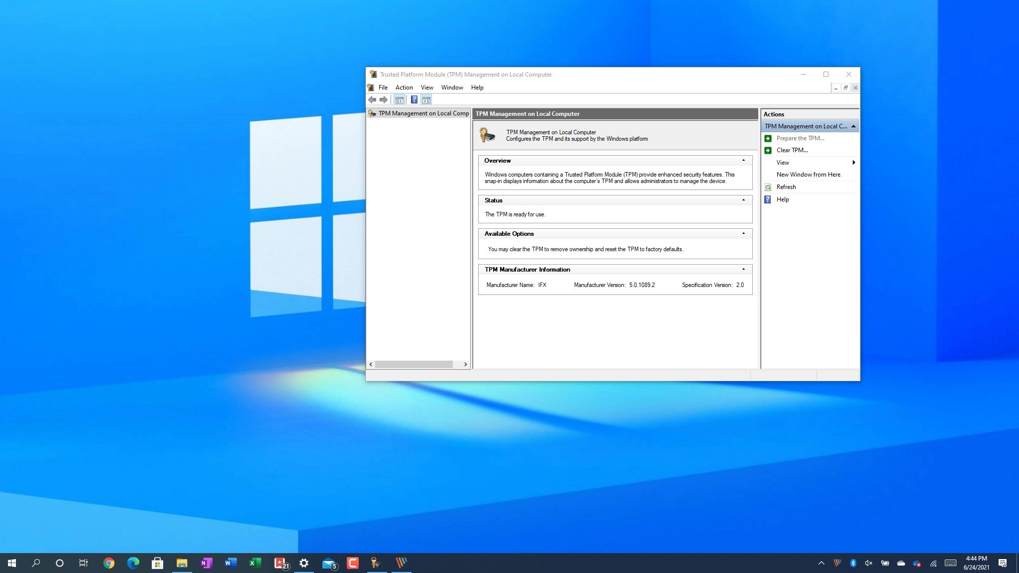 Check TPM 2.0 on Windows 10