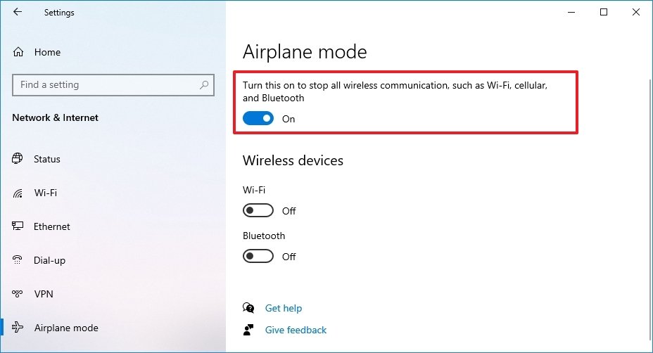 Turn on Airplane mode via Settings