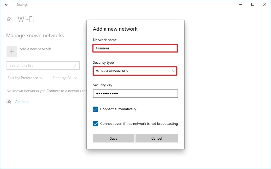 Windows 10 add wireless network manually