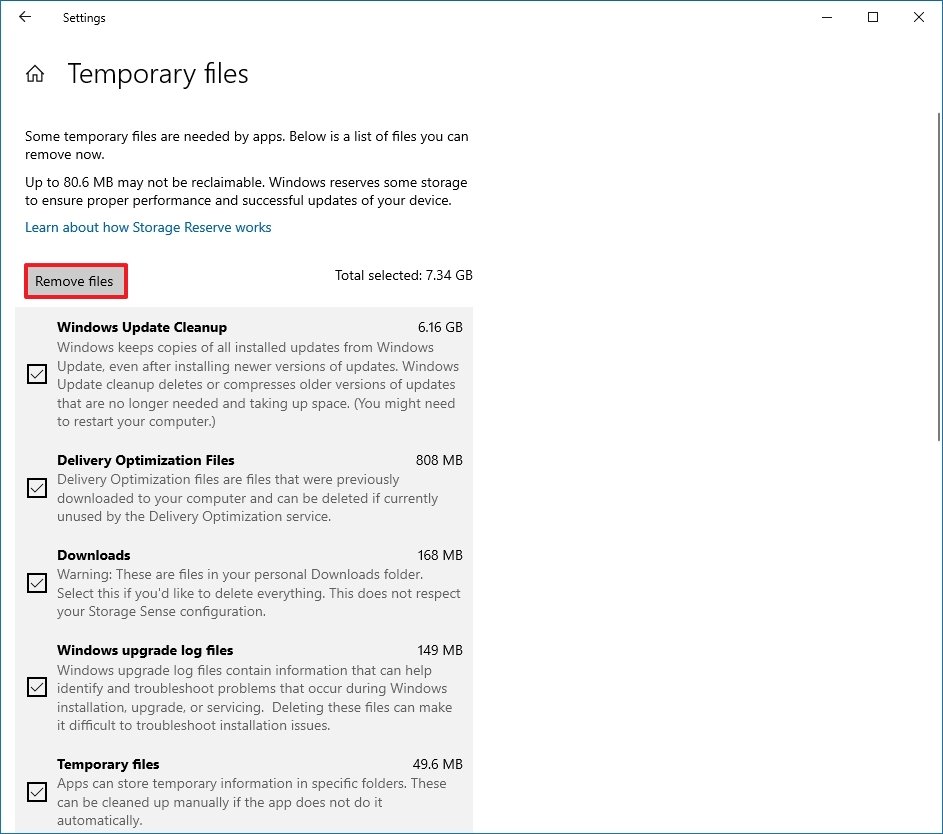 Windows 10 delete temporary files