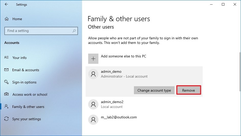 Windows 10 delete account to free up space