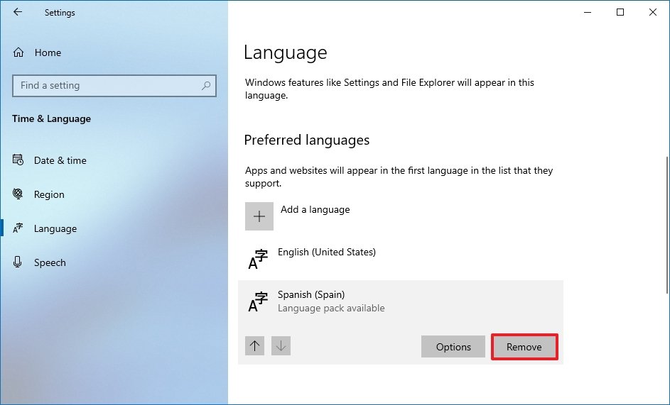 Windows 10 remove languages to free up space