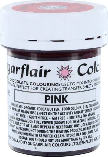 Barva do čokolády na bázi kakaového másla Sugarflair Pink (35 g) C301 dortis dortis