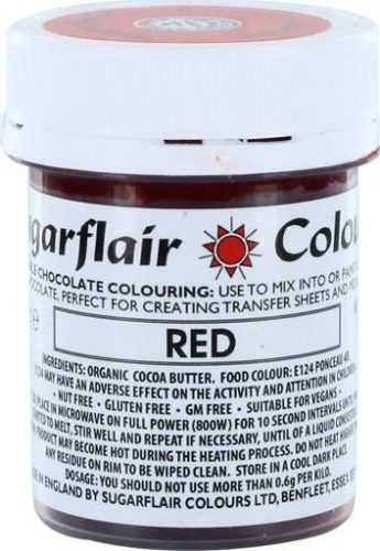 Barva do čokolády na bázi kakaového másla Sugarflair Red (35 g) C302 dortis dortis
