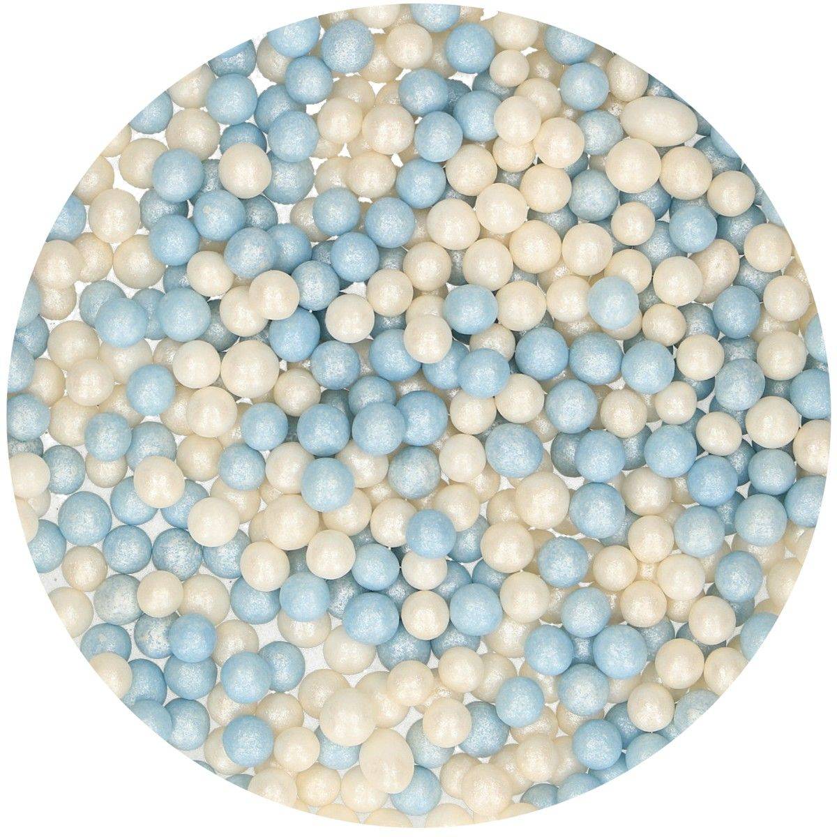 Cukrové dekorace modro-bílé perly 60g FunCakes