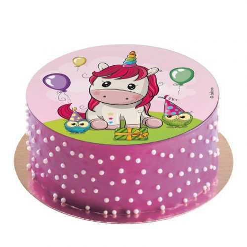 Jedlý papír na dort narozeniny Unicorn 20cm Dekora