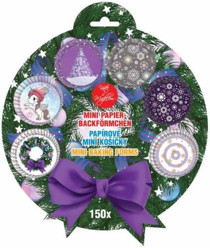 Papírové mini košíčky na pralinky vánoční fialové 150ks Alvarak