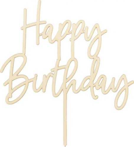 PartyDeco zapichovací dekorace na dort dřevěná Happy Birthday KPT57-100 dortis dortis