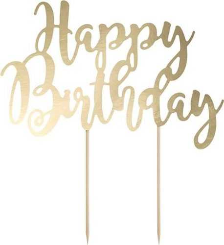 PartyDeco zapichovací dekorace na dort zlatá Happy Birthday KPT11-019M dortis dortis