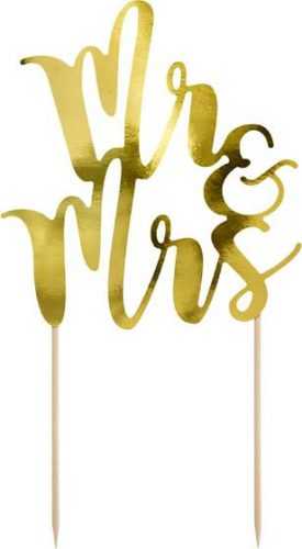 PartyDeco zapichovací dekorace na dort zlatá Mr&Mrs KPT10-019M dortis dortis