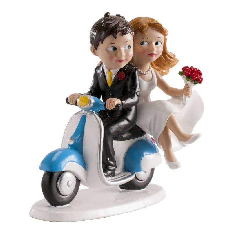Svatební figurka na dort svatba na motorce Dekora