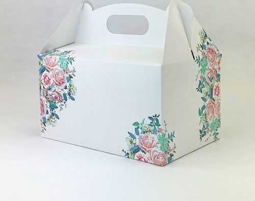 Svatební krabička na výslužku bílá s růžemi (20 x 13 x 11 cm) K56-2153-01 dortis dortis