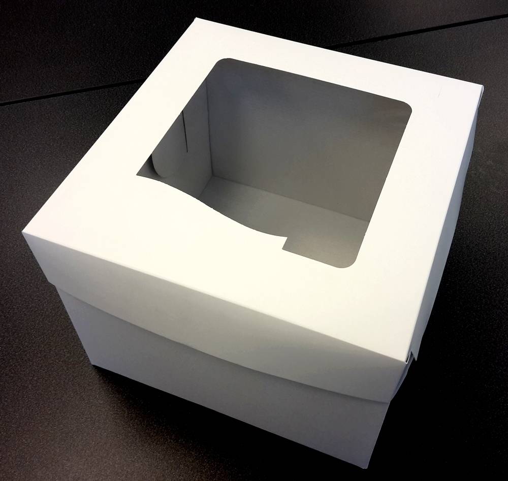 Dortová krabice bílá čtvercová s okénkem (25 x 25 x 19