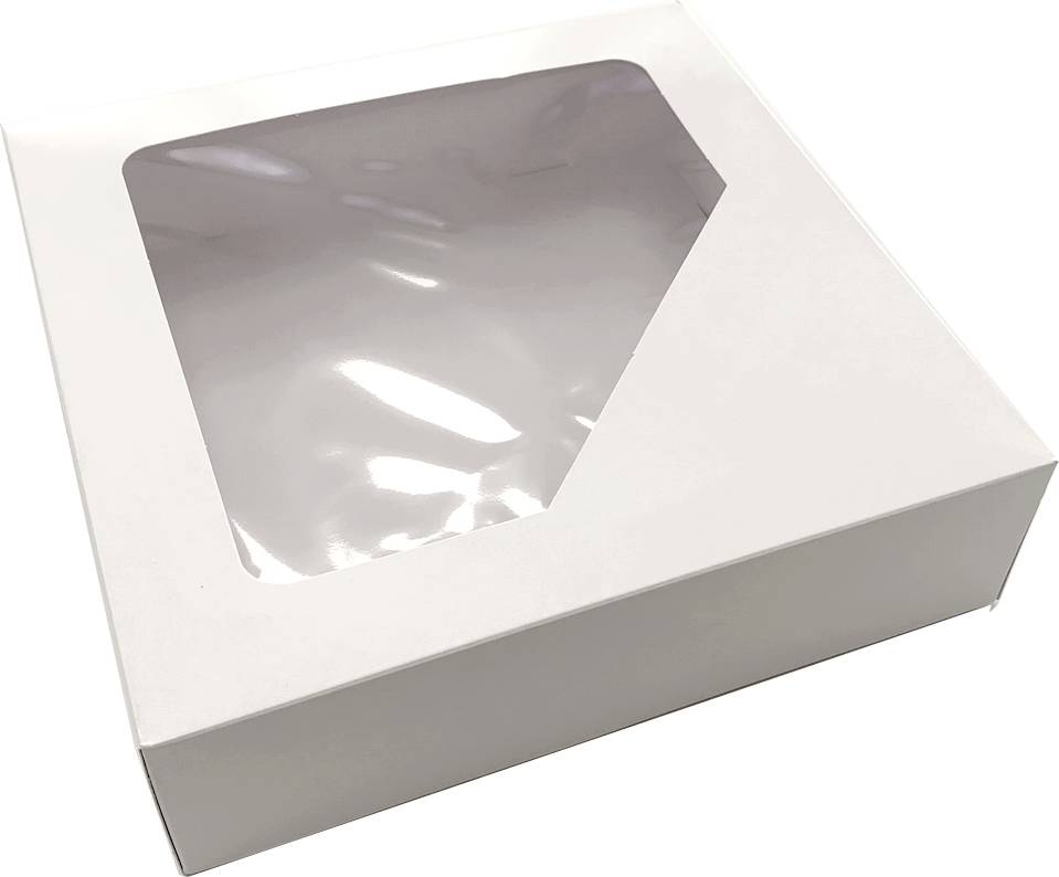 Krabice na zákusky bílá s okénkem (22 x 22 x 6 cm) RN001 dortis dortis