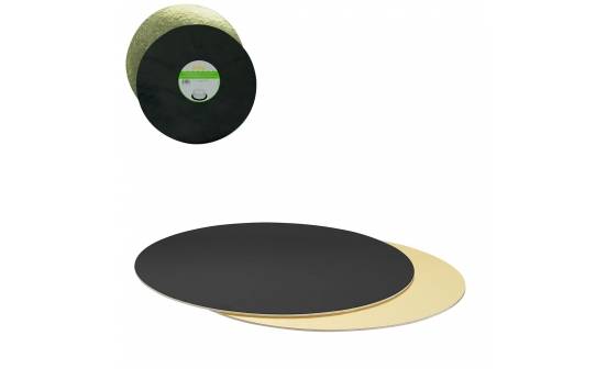 Podložka pod dort 1ks oboustranná černo zlatá 32cm 3mm Decora