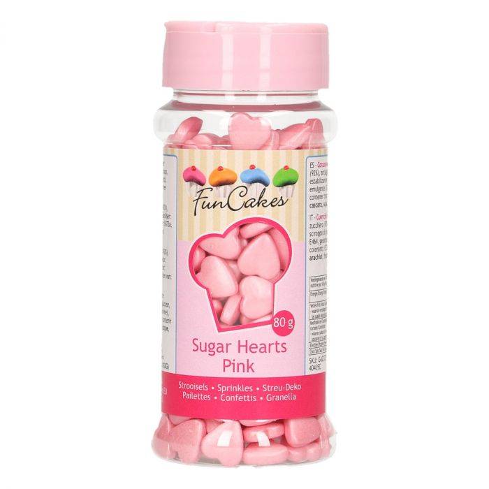 Cukrové sypání růžová srdíčka 80g FunCakes