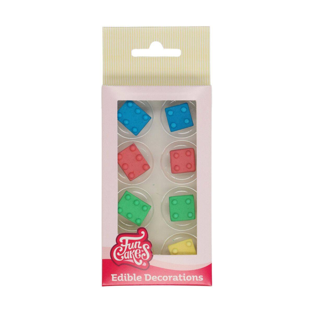 Cukrové zdobení 8ks lego kostky barevné FunCakes
