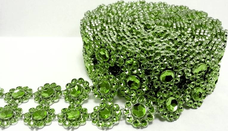 Diamantový pás plastový květinový zelený (3 cm x 3 m) 6025 dortis dortis