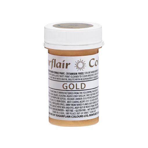Tekutá glitterová barva Sugarflair (20 g) Gold Paint (Bez E171) dortis