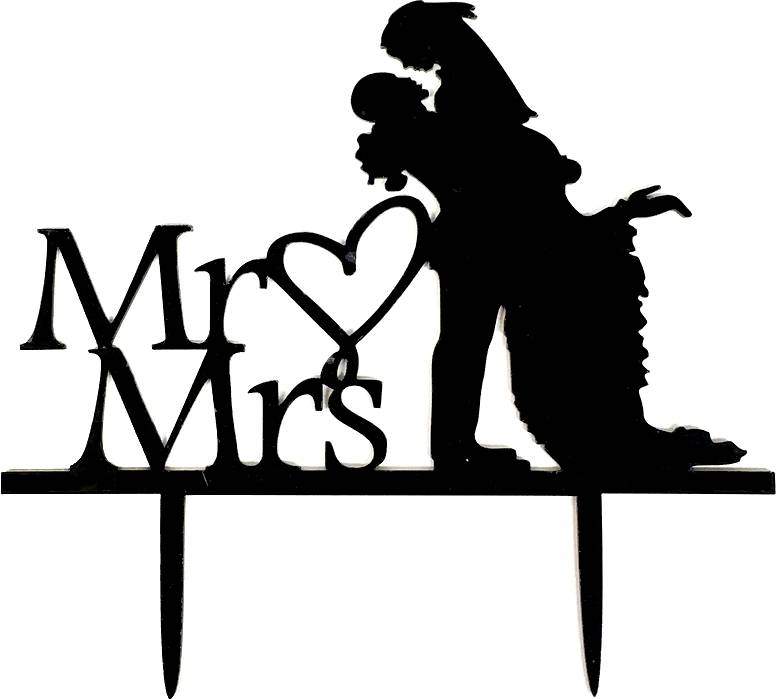 Zapichovací plastová dekorace Mr & Mrs dortis