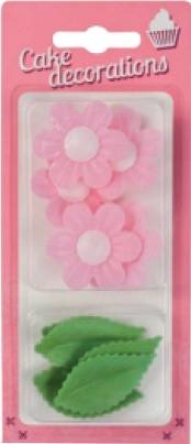 Dekorace z jedlého papíru Pomněnky růžové s lístky (11 ks) dortis