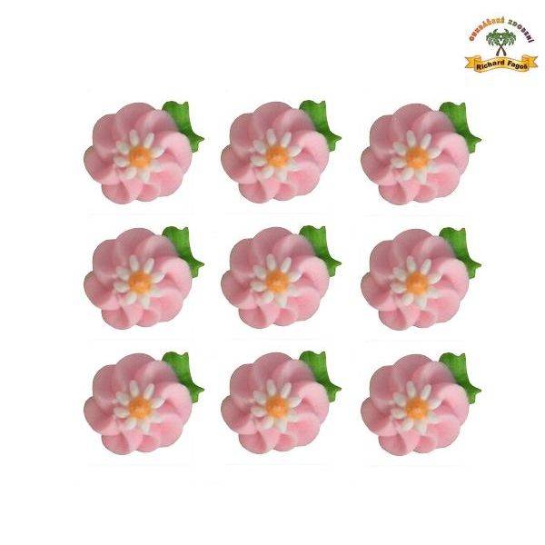 Cukrová dekorace květy růžové na platíčku 9ks Fagos