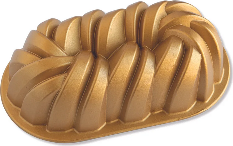 NW Forma na chlebíček 75 let propletená 6 cup zlatá Nordic Ware