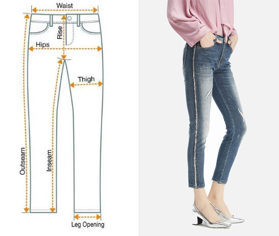 Hình ảnh Sideseam của một quần jeans nữ giới