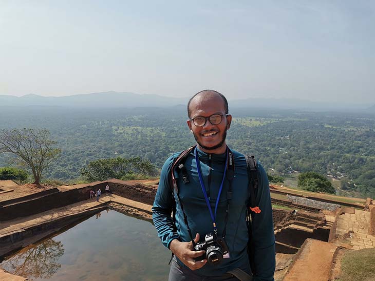 2-Tour guide Cham on top of Sigiriya Rock (James Callery/PA)