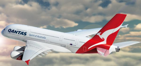 Qantas plane in the sky